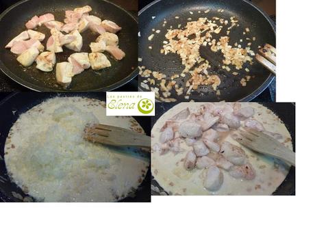 Pollo con salsa de queso y beicon