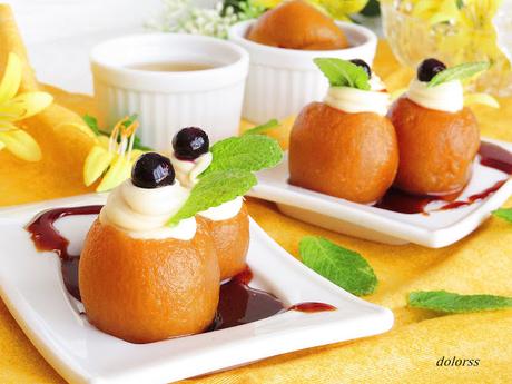 Nísperos en almíbar con crema de mascarpone Nísperos en almíbar con crema de mascarpone