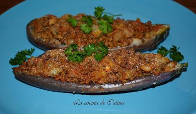 Berenjenas rellenas de carne picada y sobrasada Berenjenas rellenas de carne picada y sobrasada