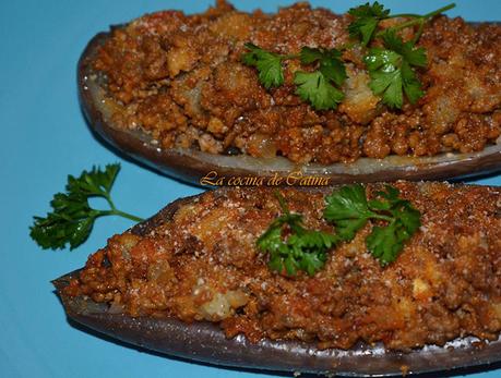Berenjenas rellenas de carne picada y sobrasada Berenjenas rellenas de carne picada y sobrasada