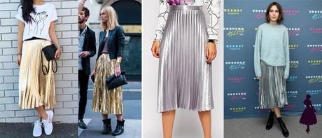 Outfits Con Falda Plateada Corta