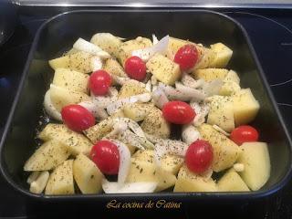 Pulpo con patatas al horno