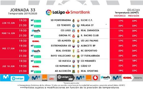 La Deportiva ya conoce los horarios de las jornadas 32 y 33 de LaLiga SmartBank 2019/20
