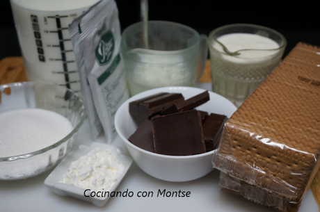 Tarta de la abuela: Tarta de galletas, chocolate y flan