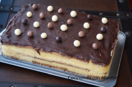 Tarta de la abuela: Tarta de galletas, chocolate y flan