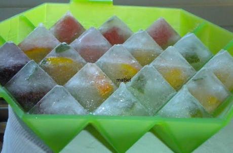 Cubitos de hielo con frutas