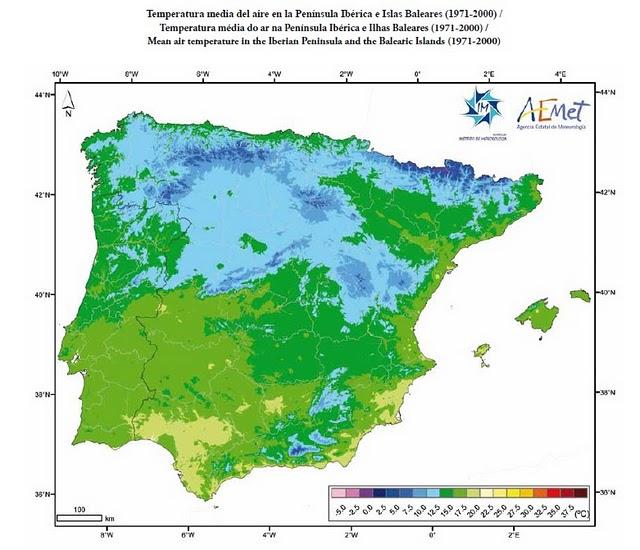 La Agencia Estatal de Metereologóa ha publicado el primer Atlas Climático de la Peninsula Ibérican general