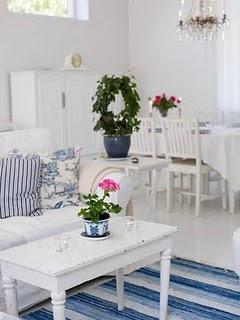 Azul y blanco, una decoración elegante y veraniega.