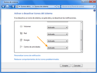 Cómo desactivar el Centro de Actividades de Windos 7