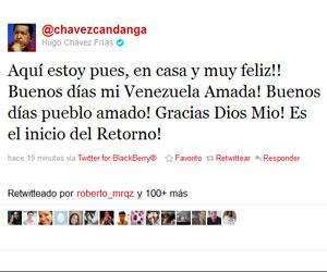 Chávez regresó a Venezuela en la madrugada de este lunes [+ video]