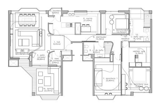 Interiorismo A-cero en un apartamento de Conde Orgaz, Madrid