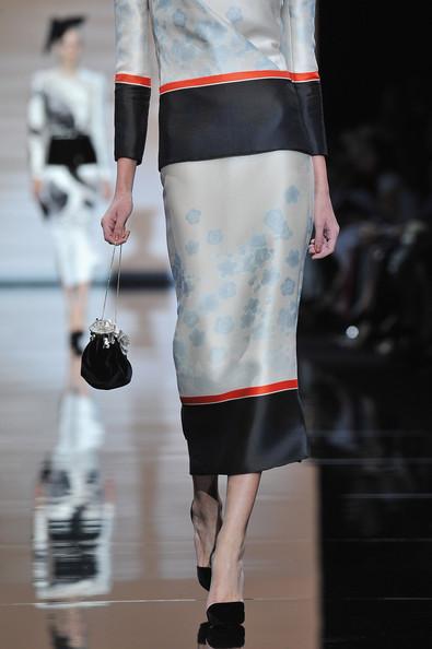 A Model walks the runway during the Giorgio Armani Prive Haute Couture Fall/Winter 2011/2012 show as part of Paris Fashion Week at Palais de Chaillot on July 5, 2011 in Paris, France.