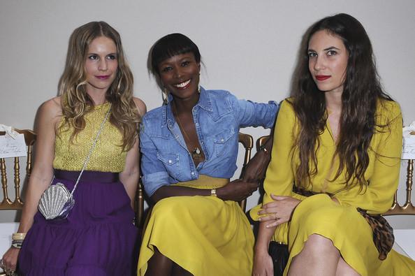 (L-R) Eugenie Niarchos, Shala Monroque and Tatiana Santo Domingo attends the Giambatista Valli Haute Couture Fall/Winter 2011/2012 show as part of Paris Fashion Week at Galerie De La Madeleine on July 4, 2011 in Paris, France.