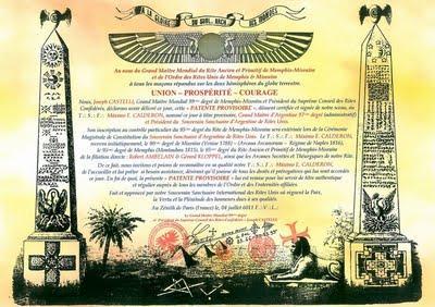 Máximo E. Calderón: Gran Maestre de la Argentina Grado 97º y Presidente del Soberano Santuario de Argentina de los Ritos Unidos.