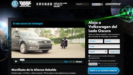 Greenpeace Volkwagen Dark Side Landing Page