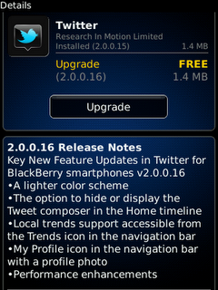 Twitter para BlackBerry v2.0.0.16