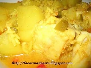 GUISO DE PATATAS CON ARROZ Y BACALAO