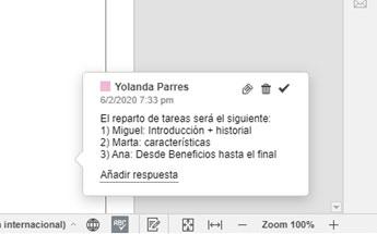 Comentarios y anotaciones sobre el documento