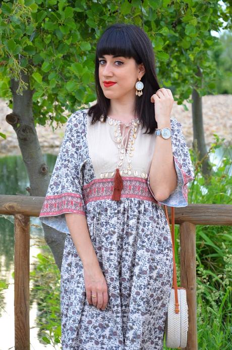 Maxi vestido tribal con caracolas Maxi vestido tribal con caracolas