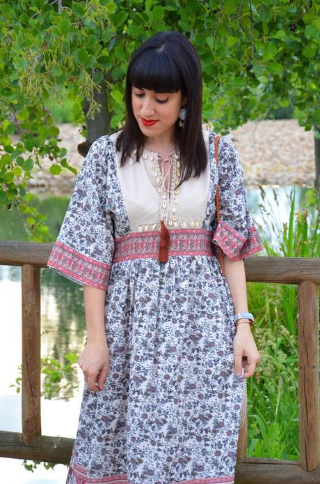 Maxi vestido tribal con caracolas Maxi vestido tribal con caracolas