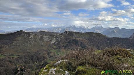 Vista desde el Alto Llerandi hacia los Picos de Europa