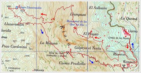 Llamo-Llampaza-Llazarandín-Picu Santiago-Minas de Texeo