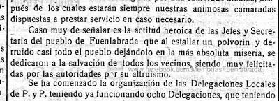 Reseña de La Falange sobre la explosión accidental del polvorín