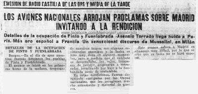 Detalles de la ocupación de Pinto y Fuenlabrada en 1936