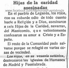 Destrozada la Iglesia de Fuenlabrada en 1936 según diario católico