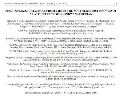 El primer mamífero del Mesozoico de Chile