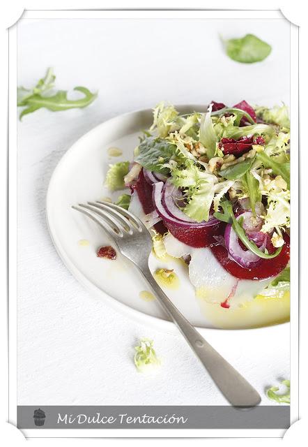 Ensalada milhojas de Bacalao y Remolacha