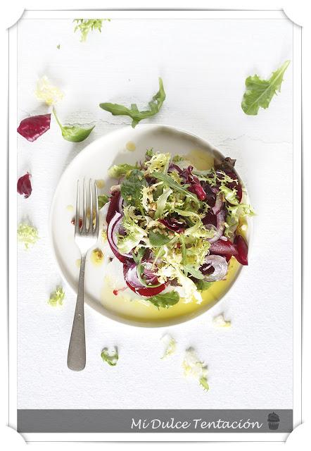 Ensalada milhojas de Bacalao y Remolacha