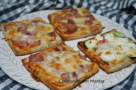Mini pizzas con pan de molde Mini pizzas con pan de molde