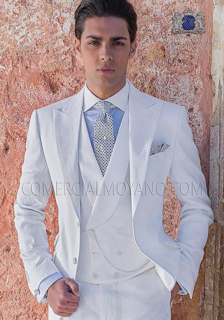 Traje de novio blanco de puro lino a medida Ottavio Nuccio Gala