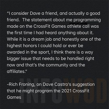 Rich Froning responde a Dave Castro