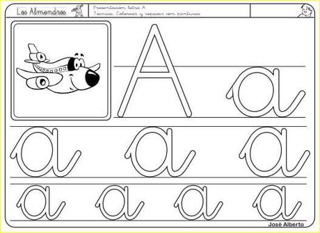 Aprendo a leer y a escribir. La A