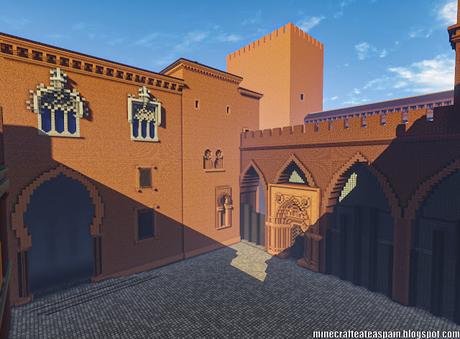 Replica Minecraft del Palacio de la Aljafería, Zaragoza, España.