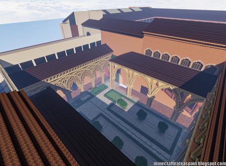 Replica Minecraft del Palacio de la Aljafería, Zaragoza, España.