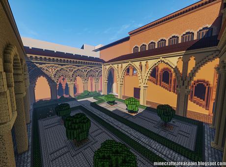 Replica Minecraft del Palacio de la Aljafería, Zaragoza, España.