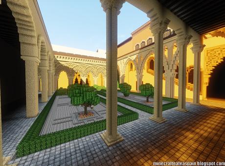 Replica Minecraft del Palacio de la Aljafería, Zaragoza, España.