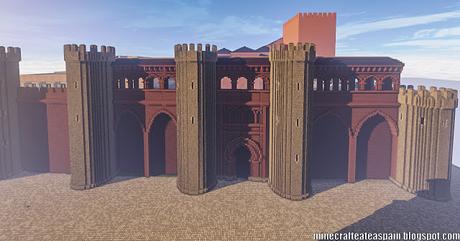 Replica Minecraft del Palacio de la Aljafería, Zaragoza, España.