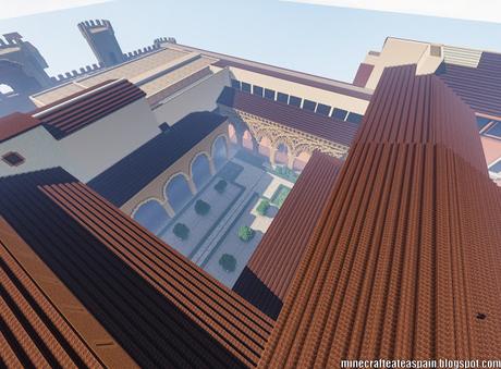 Replica Minecraft del Palacio de la Aljafería, Zaragoza, España.