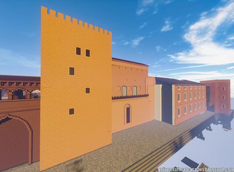 Replica Minecraft del Palacio de la Aljafería, Zaragoza, España.