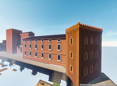 Replica Minecraft del Palacio de la Aljafería, Zaragoza, España.