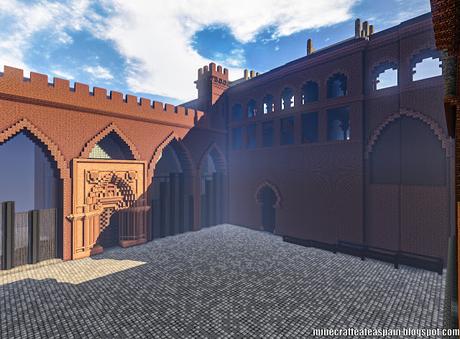 Replica Minecraft del Palacio de la Aljafería, Zaragoza, España.