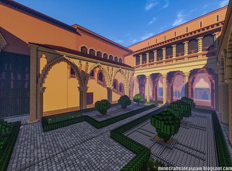Replica Minecraft del Palacio de la Aljafería, Zaragoza, España.