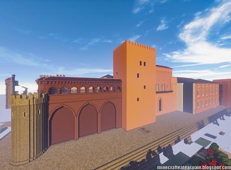 Replica Minecraft del Palacio de la Aljafería, Zaragoza, España.