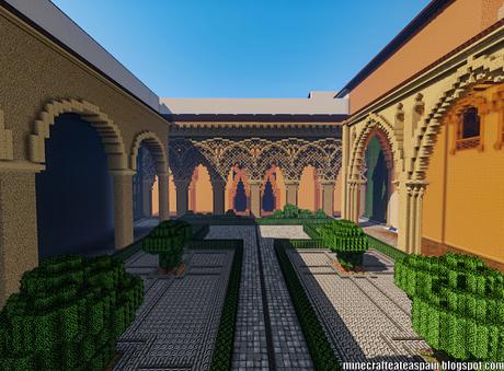 Replica Minecraft del Palacio de la Aljafería, Zaragoza, España.