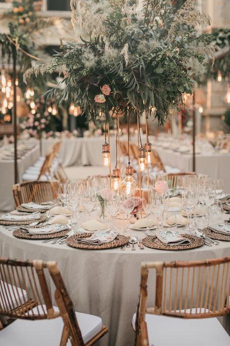 Tendencia: bodas al aire libre en verde y rosa