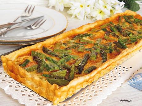 Quiche de sobrasada con espárragos verdes